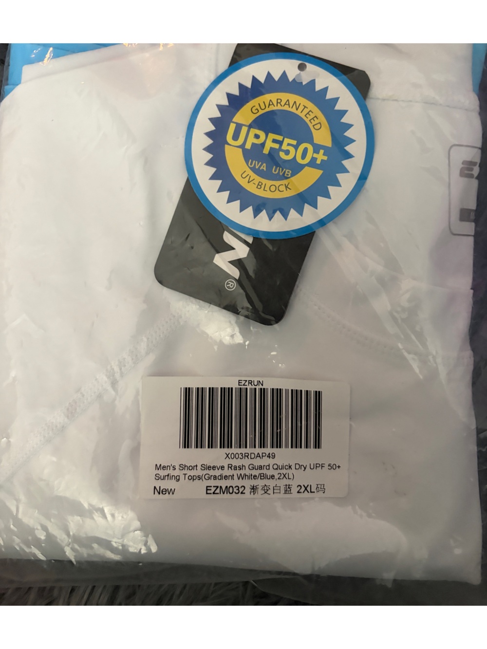 Men's White UPF50+ Quick Dry Long Sleeve Rash Guard